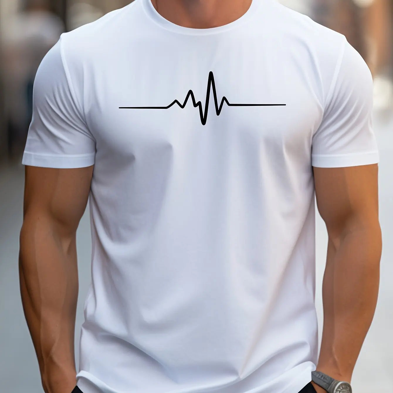 Men Short Sleeve cotton summer loose size Creative Graphic printed slim fit casual sports round neck short sleeved T-shirt top