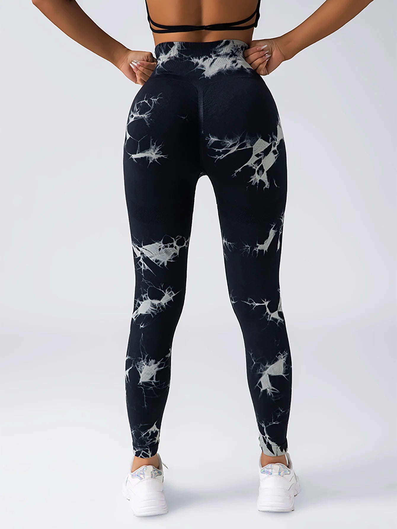 Leggings Tie Dye Seamless Leggings for Women High Waist Yoga Pants Scrunch Butt Lifting Elastic Tights Wide Waistband Sports Leggings