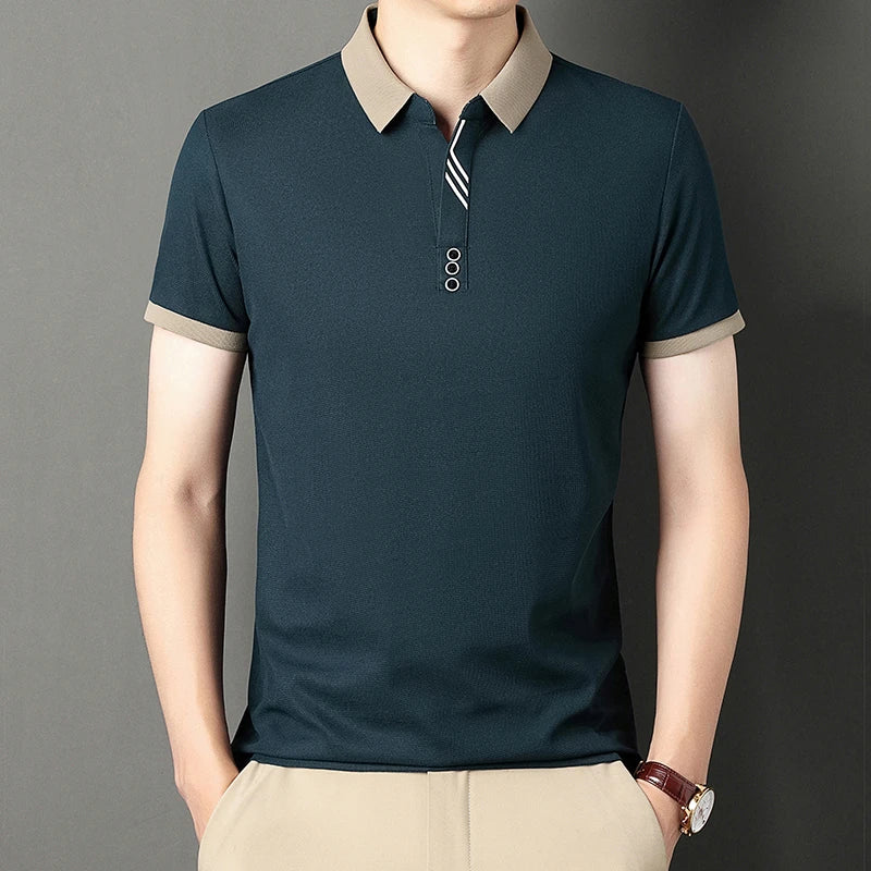 Polo Men's Solid Color Casual Fashion Short Sleeve Polo Shirt Summer Comfortable Top for Business And Leisure