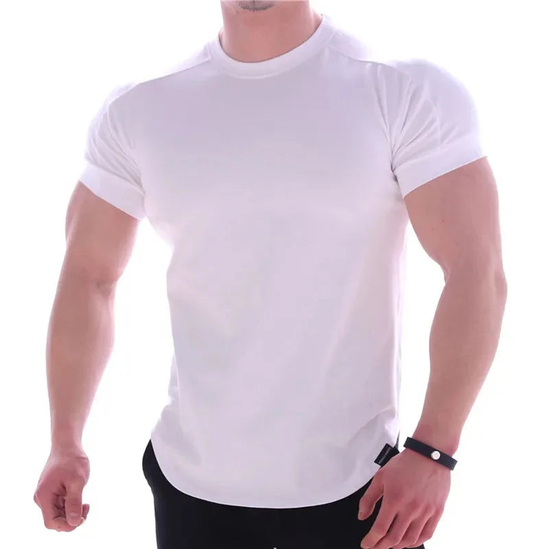 T-shirts  Men Gyms Short sleeve Fitness T-shirt Male quick-dry Workout Outdoor tight Tees Tops Men sportswear