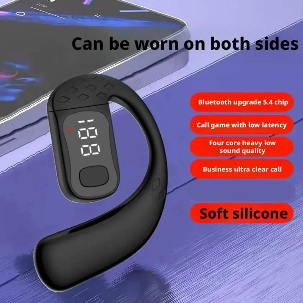 Wireless Bluetooth 5.4 Earphone Long Standby Ear Hook,Business HD Calling Mic Surround Sound Waterproof Earbud Outdoor