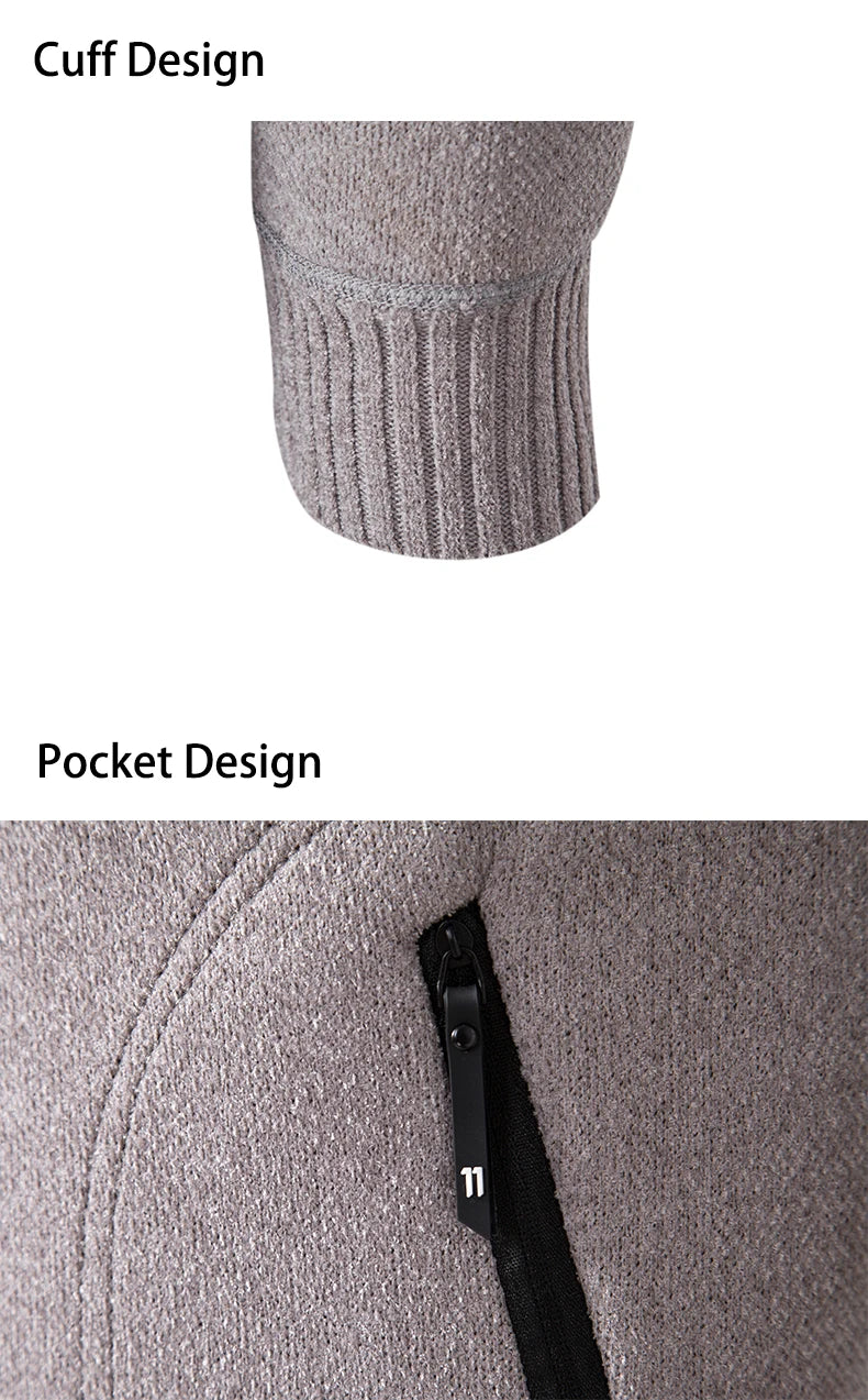 Sweater Coat Brown Jacket Business Casual Turtleneck Zipper Overcoat Wool Velvet Pullovers Cold Sweatercoat