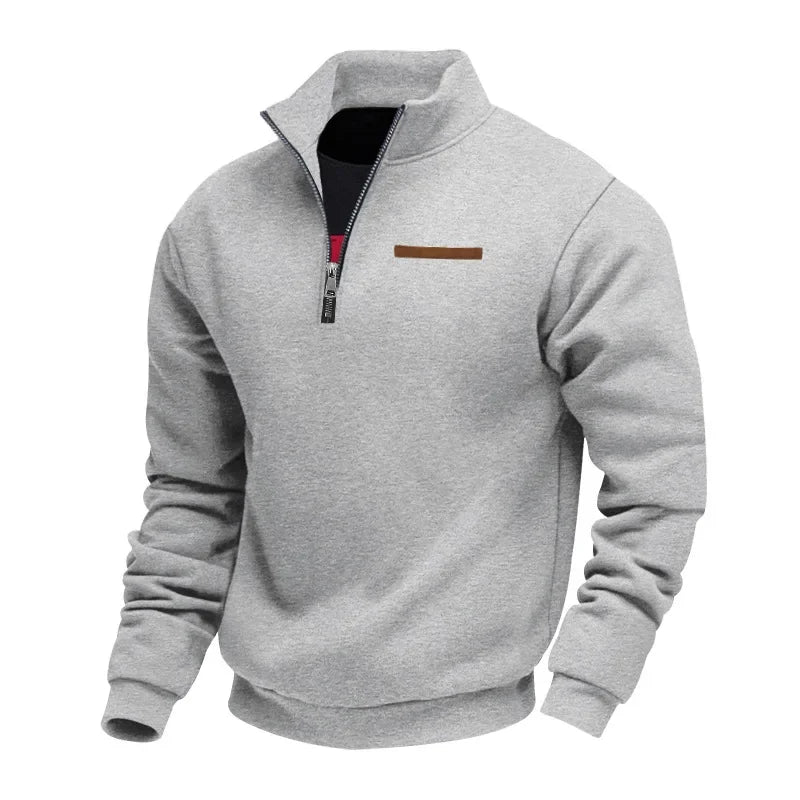 American Autumn Winter Heavy Fleece Long-sleeved Men's Sweatshirt Half Zipper Loose Stand-up Collar Pullover Men's Sweatshirt