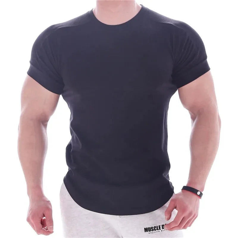 T-shirts  Men Gyms Short sleeve Fitness T-shirt Male quick-dry Workout Outdoor tight Tees Tops Men sportswear