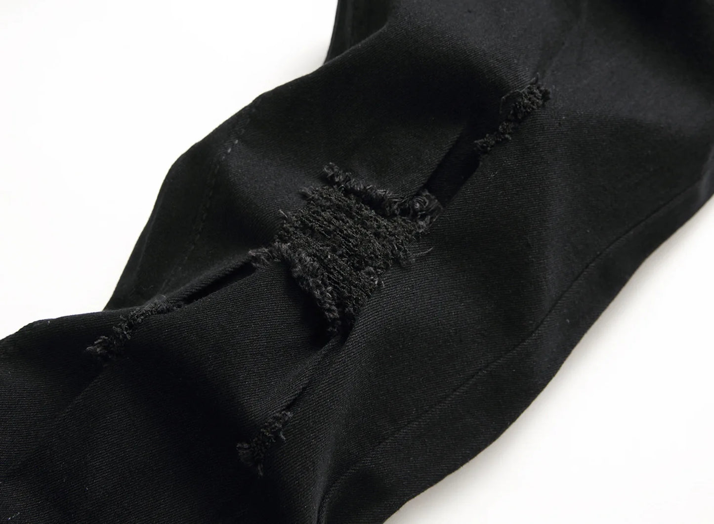 Men Vintage Wash Solid Denim Trouser Mens Casual Slim Fit Pencil Denim Holes Pants 2024