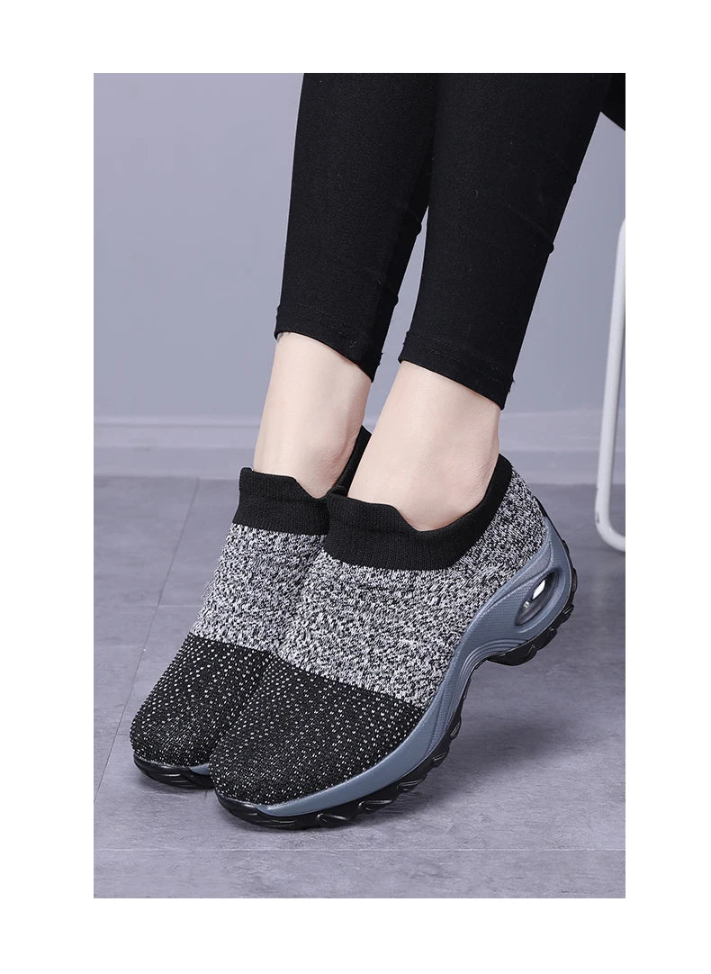 Women Sneakers Fashion Breathable Walking Mesh Platform Shoes Sneakers for Women Gym Vulcanized Shoes Black Female Footwear