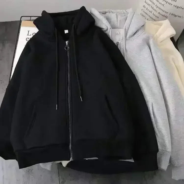 Hoodies Women American Y2K New Hip Hop Trend Zipper Hoodie Women Street Casual Loose Joker Vintage Sweatshirt Unisex Fleece Padded Warm Hoodie