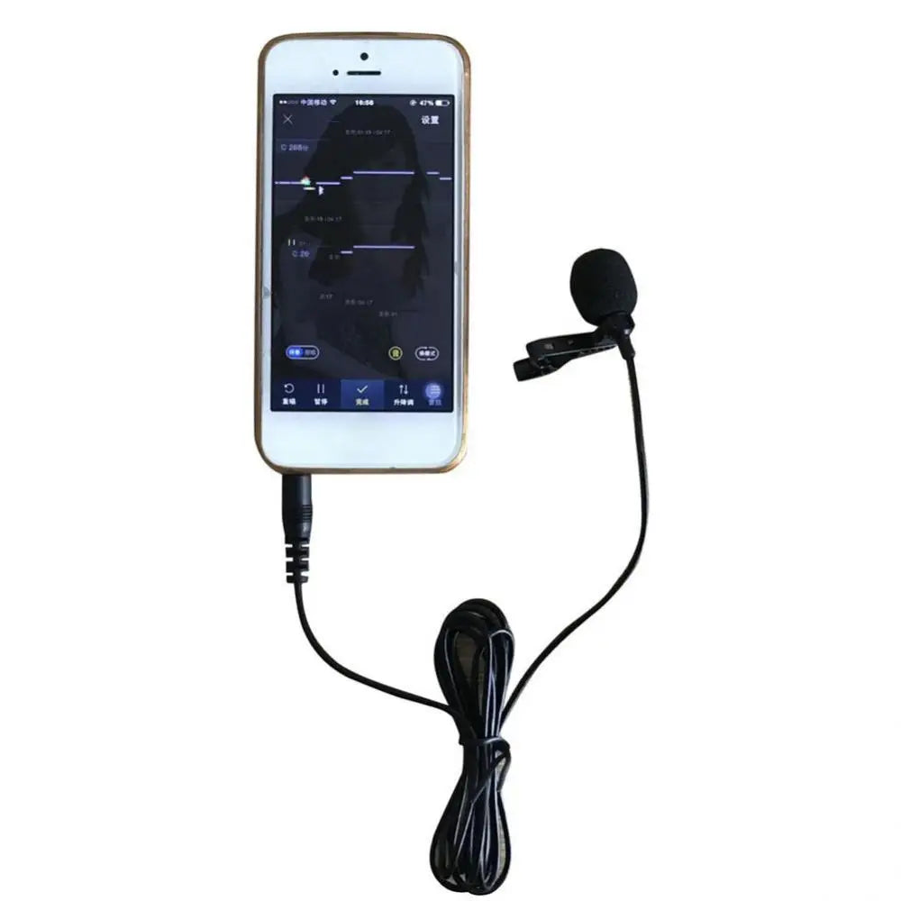 AUBESS  3.5 mm Microphone Clip Tie Collar for Mobile Phone Speaking in Lecture 1.5m Bracket Clip Vocal Audio Lapel Microphone