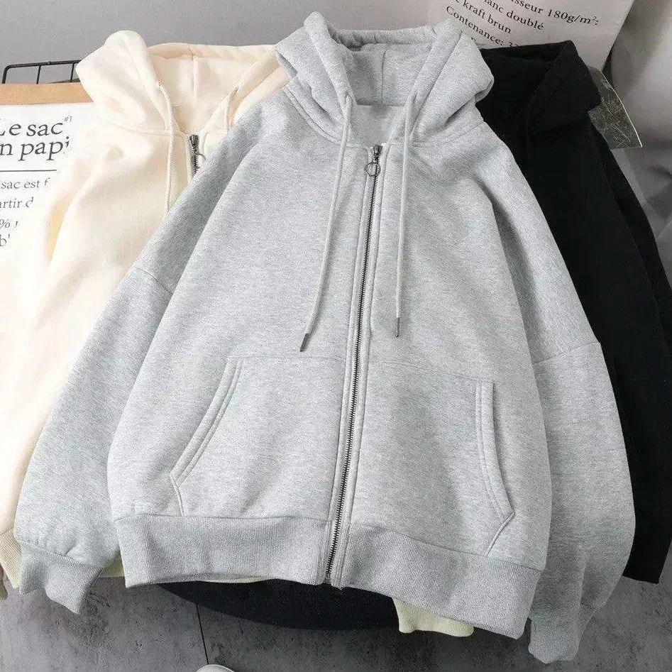Hoodies Women American Y2K New Hip Hop Trend Zipper Hoodie Women Street Casual Loose Joker Vintage Sweatshirt Unisex Fleece Padded Warm Hoodie