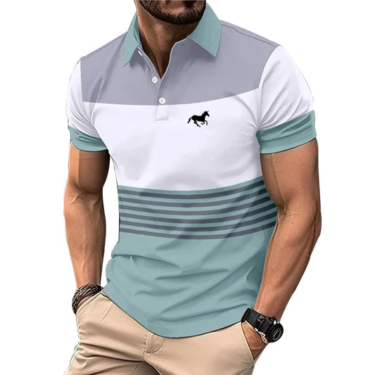 Polo Shirt Men Short Sleeve Casual Golf Polo Shirt