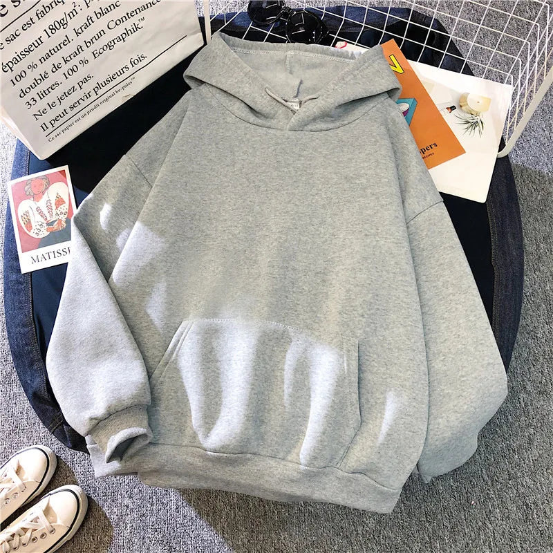 Hoodies Women Casual Solid  Comfortable Strecth Sweatshirts Loose Pocket Warm Clothes Fashion Street Female Pullovers