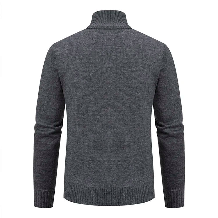 Men's Long Sleeve Knitted Tops Velvet Warmth Casual Autumn Winter Fashion High Collar Multi-Functional Jacket Winter Casual Tops