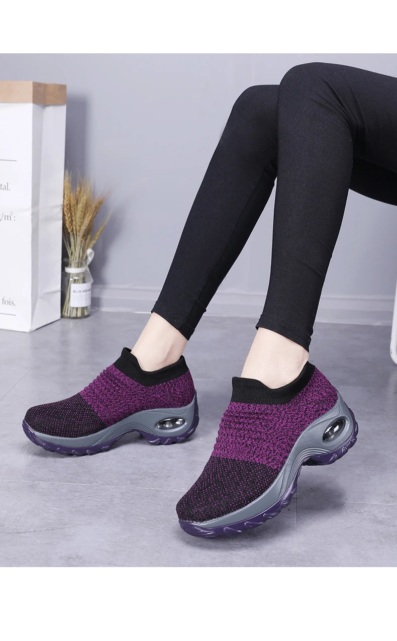 Women Sneakers Fashion Breathable Walking Mesh Platform Shoes Sneakers for Women Gym Vulcanized Shoes Black Female Footwear