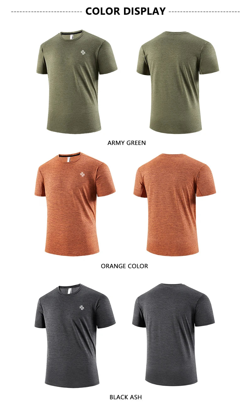 T-shirts Fashion football style men's outdoor running fitness loose short sleeve T-shirt Breathable quick drying casual Gym Tops