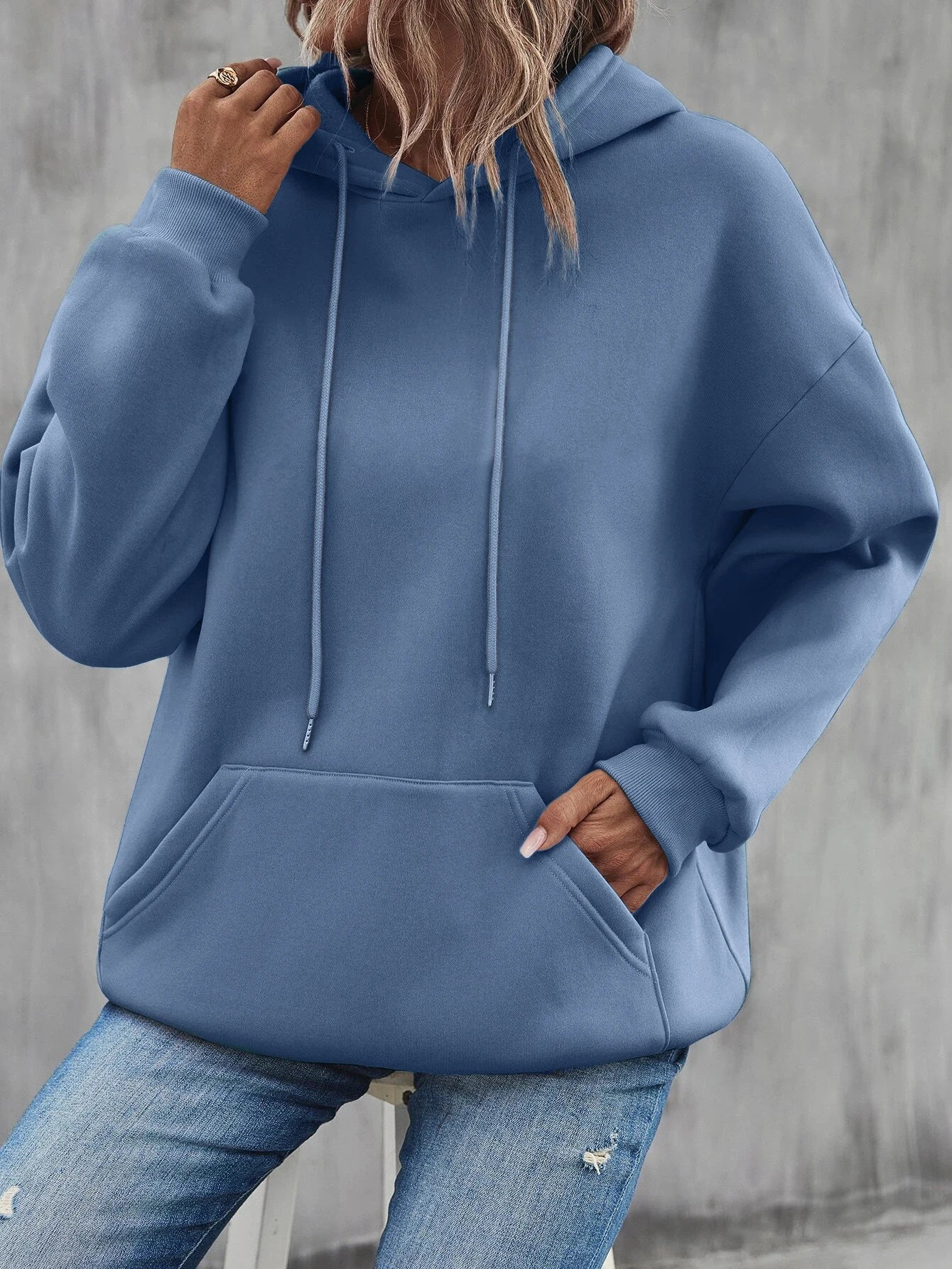 Solid Color Casual Hoodie For Female Pocket Creative Hoody All-Match Street Clothes Womens Fleece Unisex Pullovers