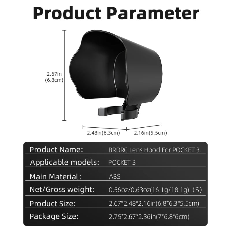 For DJI OSMO POCKET 3 Lens Hood Sunshade Cover Sports Camera Anti-Glare Protective Cover Accessories