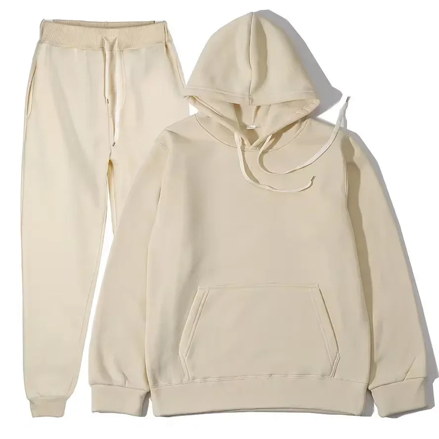 Trend Casual Fashion Thickened Long-sleeved Sweater Pants Two-piece Cap Suit Men Women