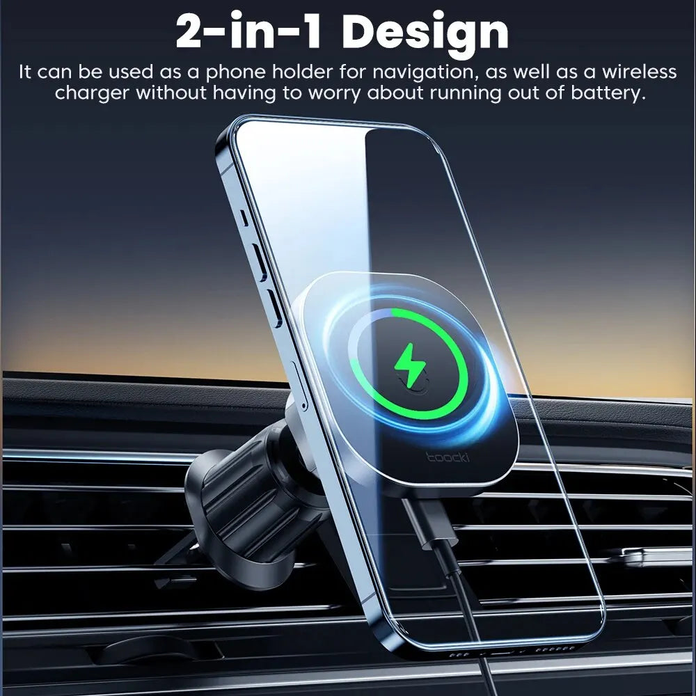 RENOWEARS Magnetic Car Wireless Charger Car Phone Holder Air Outlet 15W Fast Charging Charger in Car For iPhone 15 14 13 12 Pro Max
