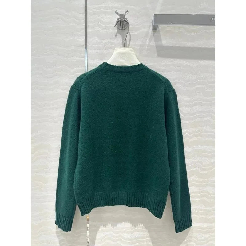 Cartoon Bear Knit Sweater Little Bear Knitted Sweater Cross-Border Wool Blend Ice Silk Polo Neck Sleeve Princess Style