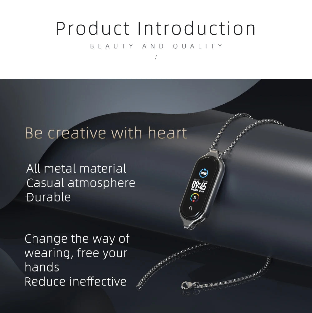 Necklace for Mi Band 10 9 8 7 6 5 4 3 Smart Bracelet Strap for Mi Band 9 Metal Wristband for Mi Band 7 6 Hanging Neck Decoration