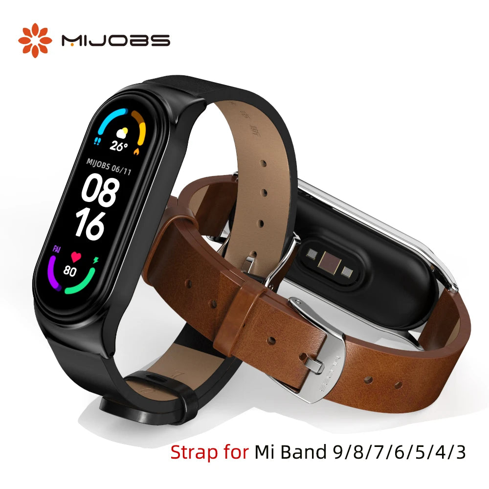 Strap for Mi Band 10 9 8 7 6 5 4 3 Leather Wristband For Miband 8 7 6 NFC Global Version Bracelet for Mi Band 5 6 7 8 Correa