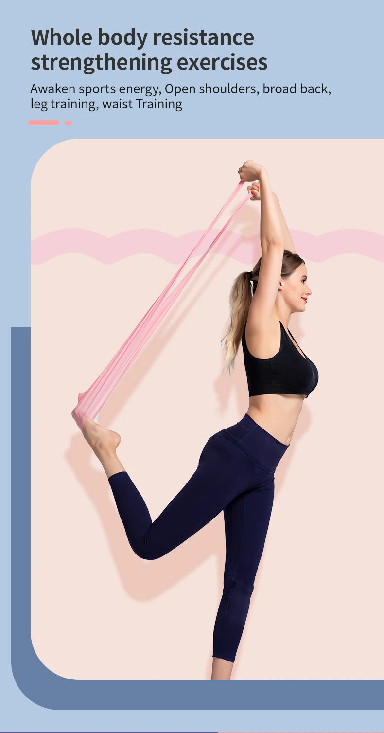 EQP Yoga Pilates Elastic Resistance Band Fitness Training Band 150cm Fitness Elastic Rubber Gym Natural Rubber