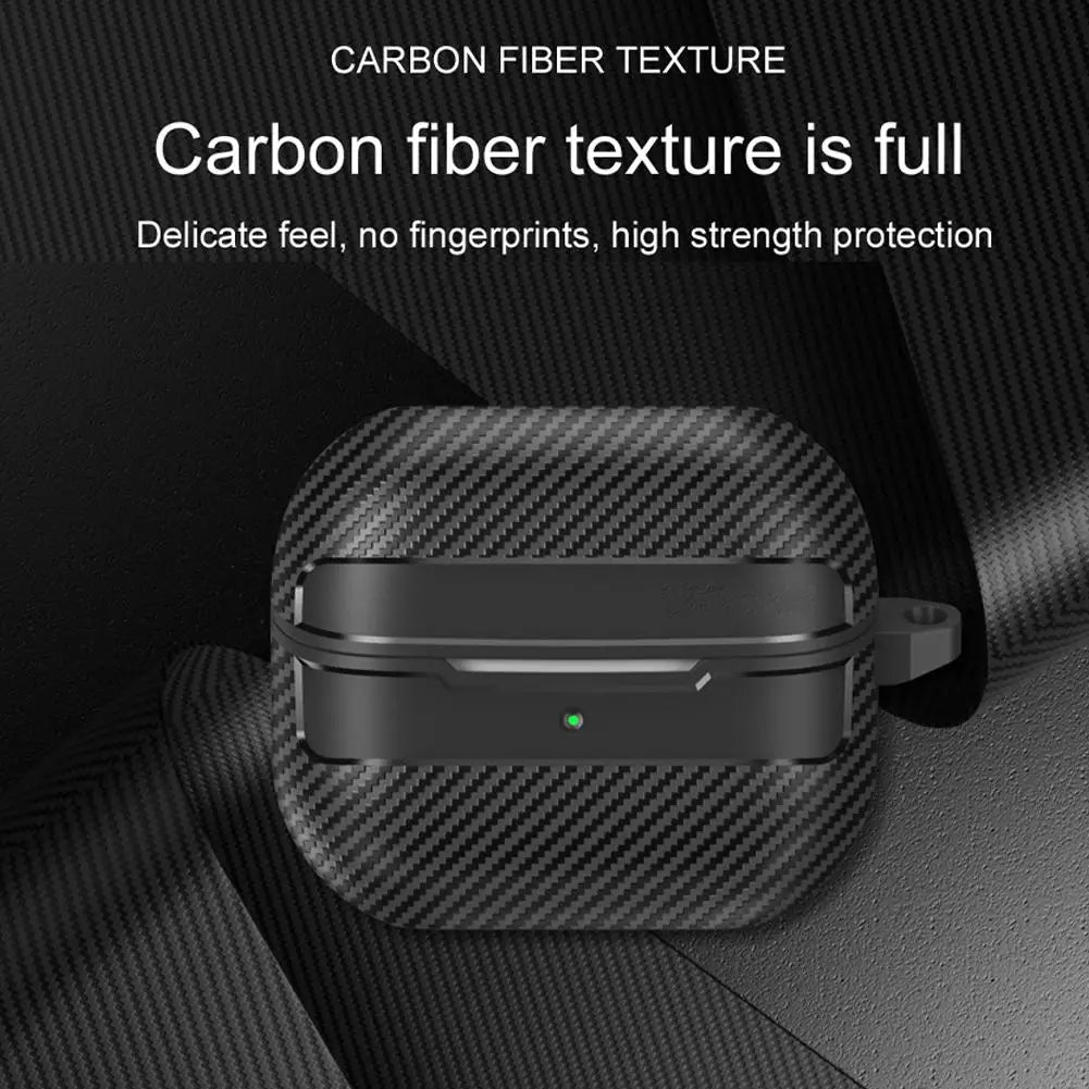 For Samsung Galaxy Buds 3 Pro Case Carbon Fiber Texture Pattern Case Shockproof Protective Soft Silicon Case With Keychain