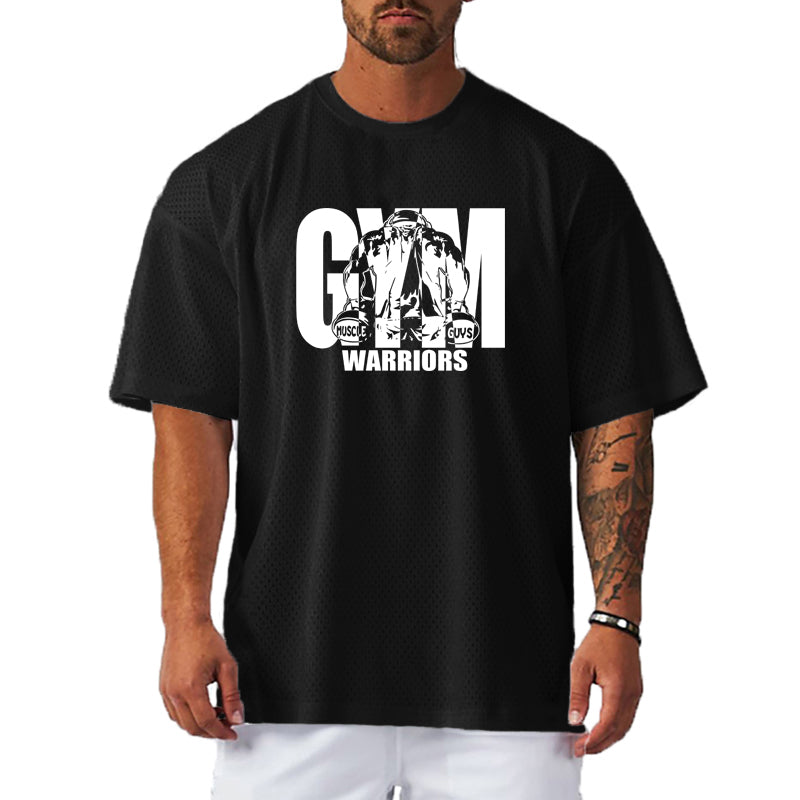 Men Short Sleeve Oversized Loose Men's Casual Sport T-Shirt Gym Bodybuilding Fitness Short Sleeve Shirt Summer Mesh Quick Dry Breathable Clothing