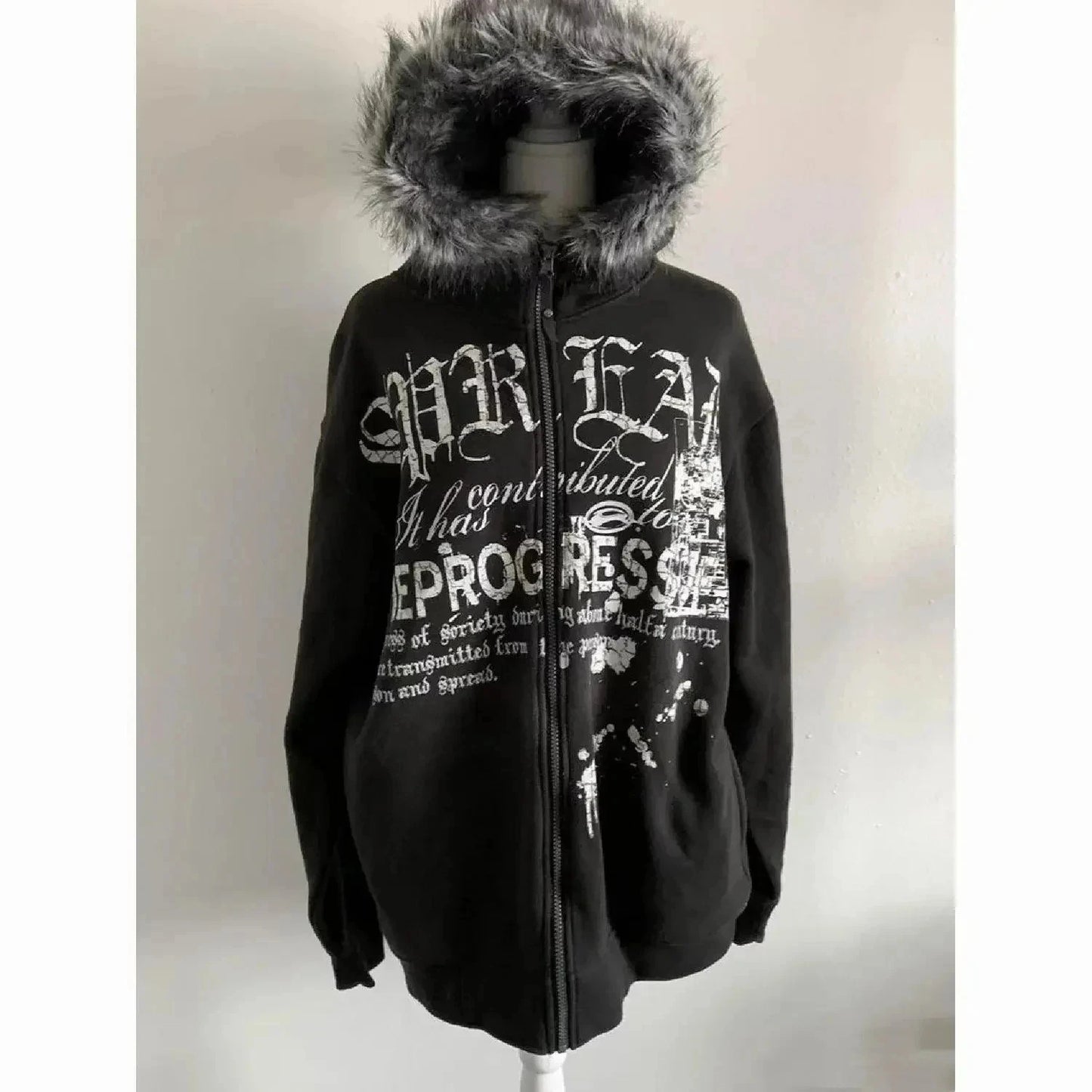 Hoodies Women Vintage Sweatshirts 2025 Women's Clothes White Print Tunic Hooded Y2k Coat Streetwear Fashion Casual Hoodies Tops Ropa Mujer
