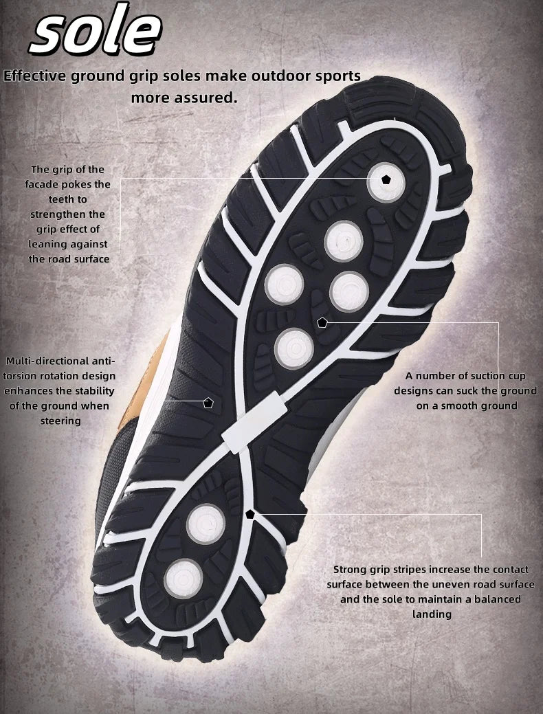 Sneakers Men's Waterproof Hiking Shoes, Outdoor PU Leather Sports Shoes, Wear-Resistant,  Walking, Tactical