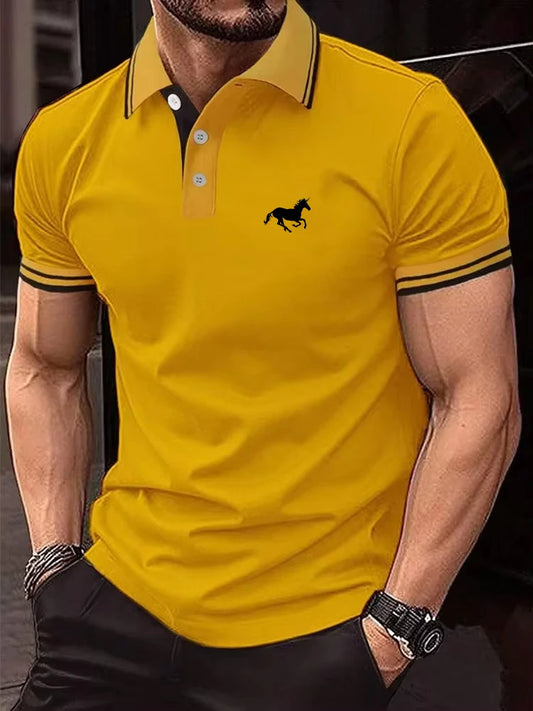 Polo New Men's T-shirt Classic Short sleeved Polo Shirt Summer Top Casual T-shirt Button Lapel Super Large S-3XL Casual Polo Shirt