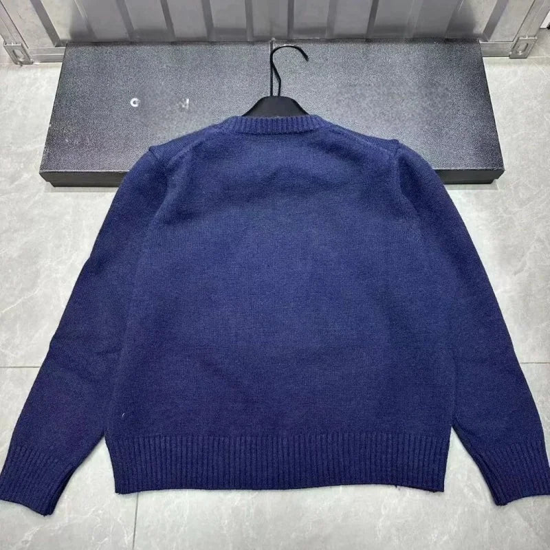 Autumn Fashion Cartoon Embroidered Wool Jumpers Women Kawaii Bear  Cashmere Sweater Preppy Loose Long Sleeved Knitted Pullover