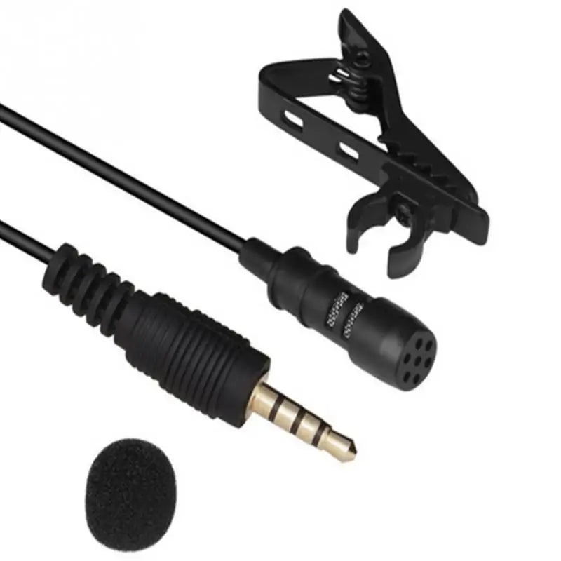 AUBESS  3.5 mm Microphone Clip Tie Collar for Mobile Phone Speaking in Lecture 1.5m Bracket Clip Vocal Audio Lapel Microphone