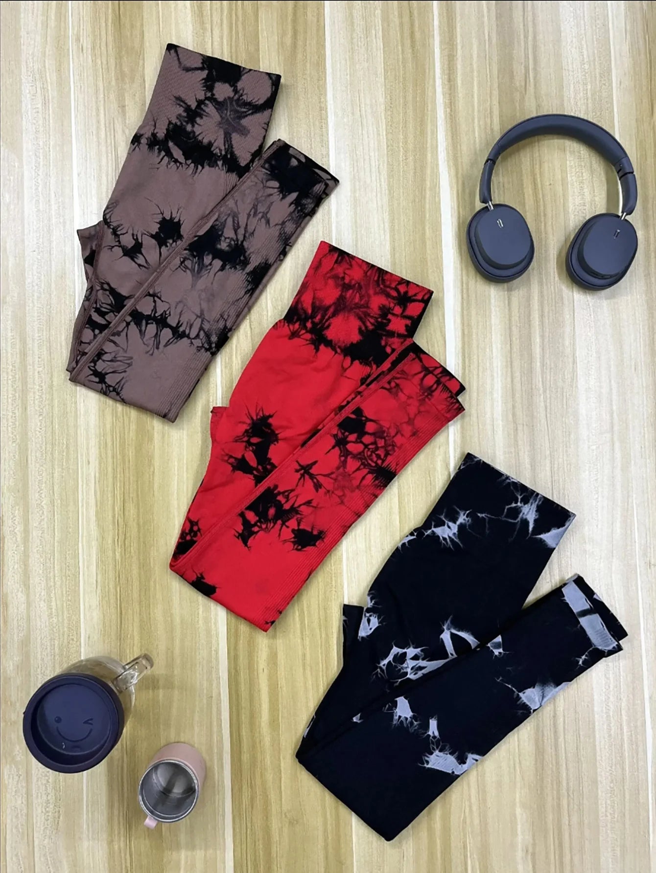 Leggings Tie Dye Seamless Leggings for Women High Waist Yoga Pants Scrunch Butt Lifting Elastic Tights Wide Waistband Sports Leggings