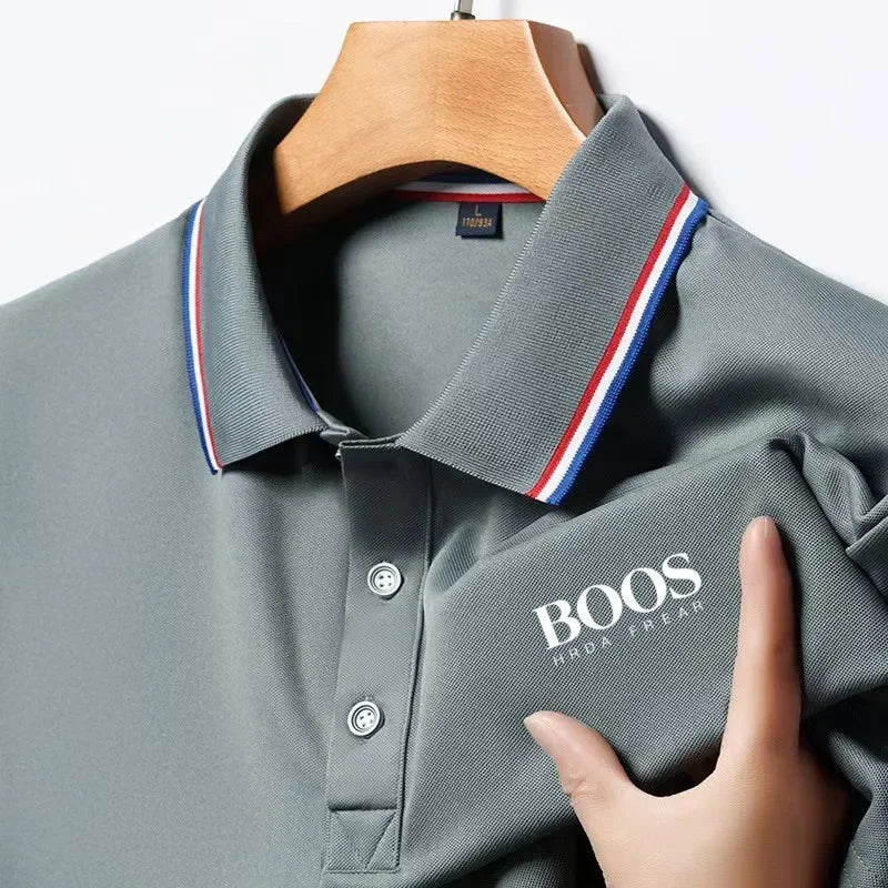 Polo Men's New Embroidered Business Casual Short Sleeved Polo Shirt, Fashionable Short Sleeved Comfortable Breathable Top