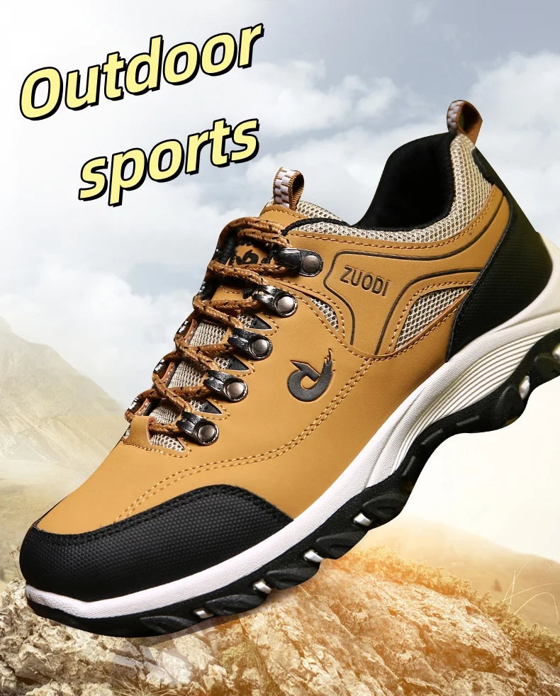 Sneakers Men's Waterproof Hiking Shoes, Outdoor PU Leather Sports Shoes, Wear-Resistant,  Walking, Tactical