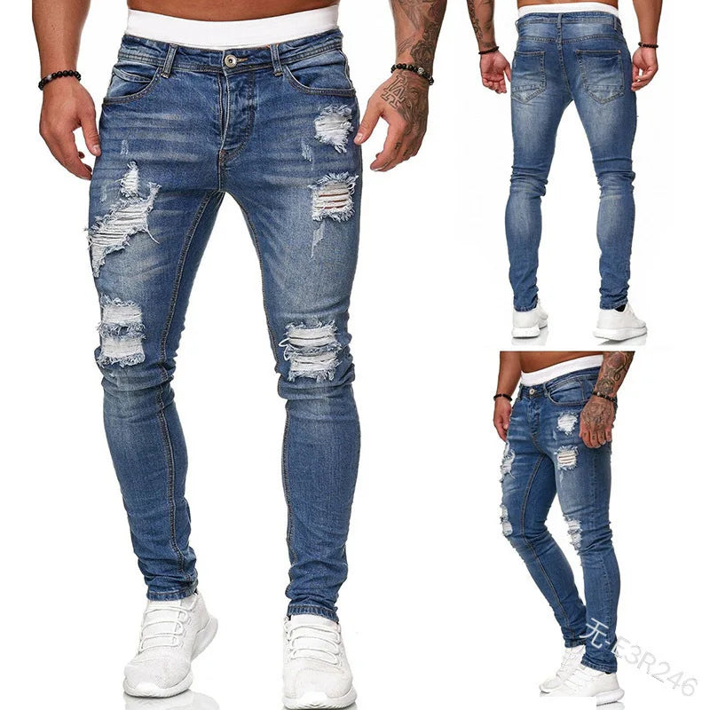 Mens Black Jeans Slim Fit Quality Gray Casual Male Jeans Pants Skinny Fit Men Pants Hip Hop Streetwear Cotton Denim Trousers
