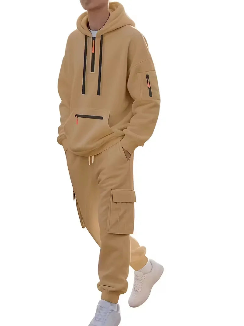 Men's Hooded Outdoor Warm Workwear Casual Sweatshirt  Comfortable Streetwear Fashion Men's Sweatshirt 1/2piecs