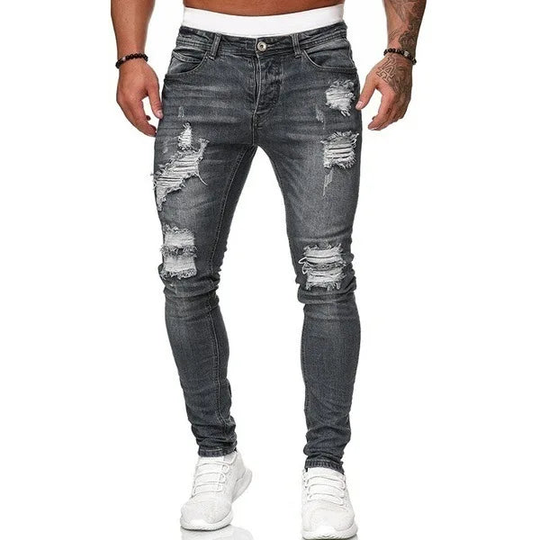 Mens Black Jeans Slim Fit Quality Gray Casual Male Jeans Pants Skinny Fit Men Pants Hip Hop Streetwear Cotton Denim Trousers