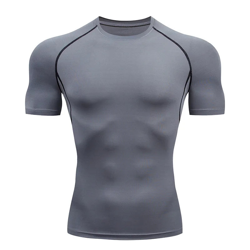T Shirt Fitness Tight Short Sleeve Tshirt Training Jogging Shirts Gym Sportswear Quick Dry Rashgard