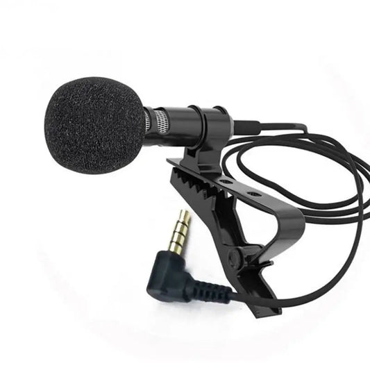 AUBESS  3.5 mm Microphone Clip Tie Collar for Mobile Phone Speaking in Lecture 1.5m Bracket Clip Vocal Audio Lapel Microphone