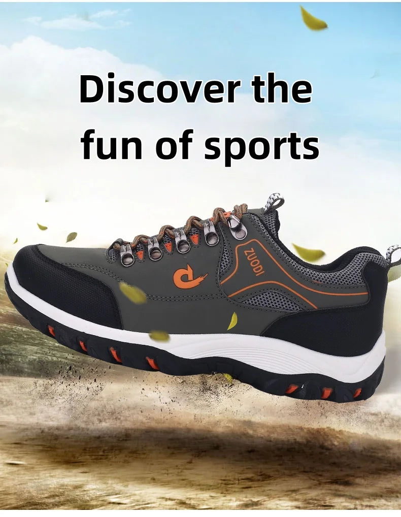 Sneakers Men's Waterproof Hiking Shoes, Outdoor PU Leather Sports Shoes, Wear-Resistant,  Walking, Tactical