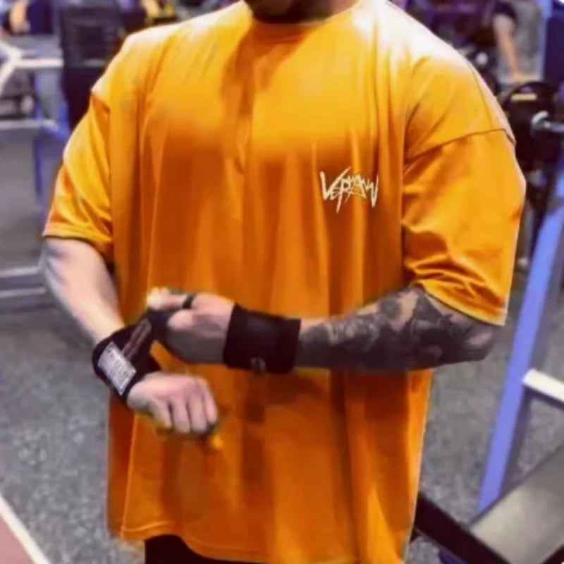 T-shirts Collar  sports  Oversize Cotton Summer Tee Training running shirt Man Streetwear Half Sleeve men T-shirt