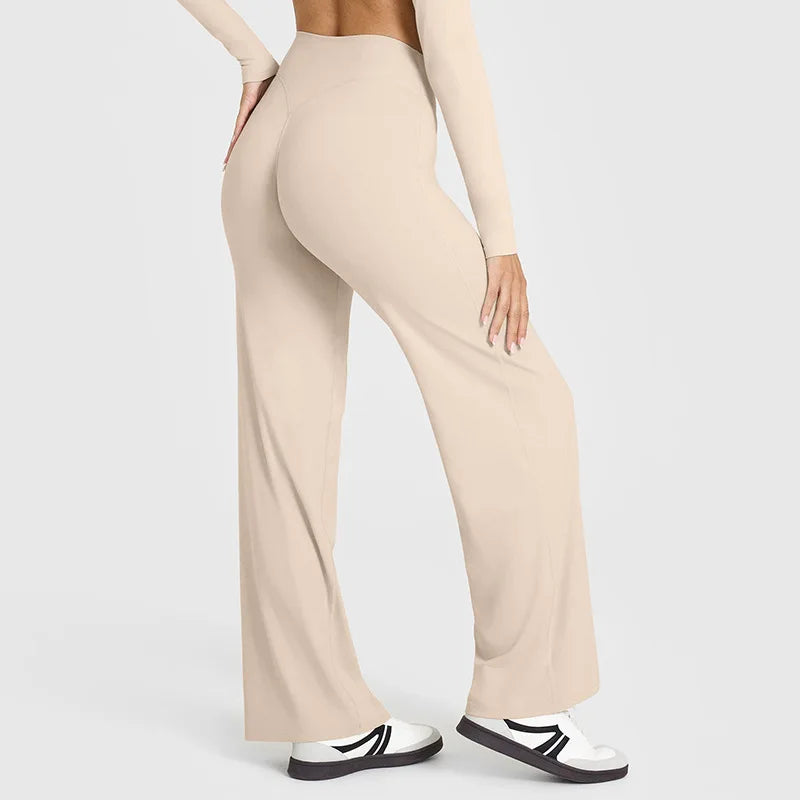 Leggings Straight Leg Bottoms For Women Soft Breathable Without Awkward Leggings Ties Yoga Wide-Leg Sports Pants