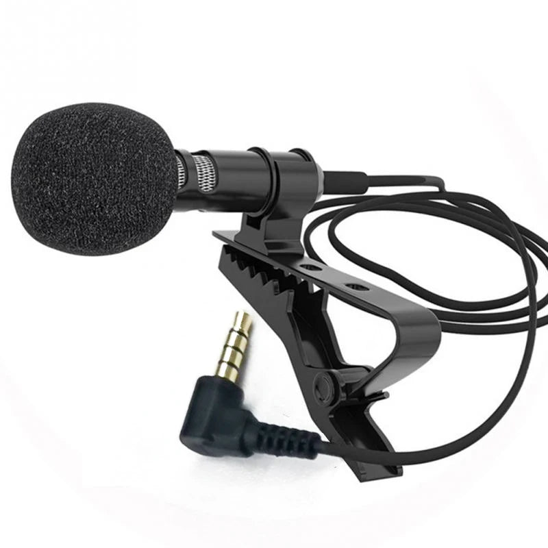 AUBESS  3.5 mm Microphone Clip Tie Collar for Mobile Phone Speaking in Lecture 1.5m Bracket Clip Vocal Audio Lapel Microphone