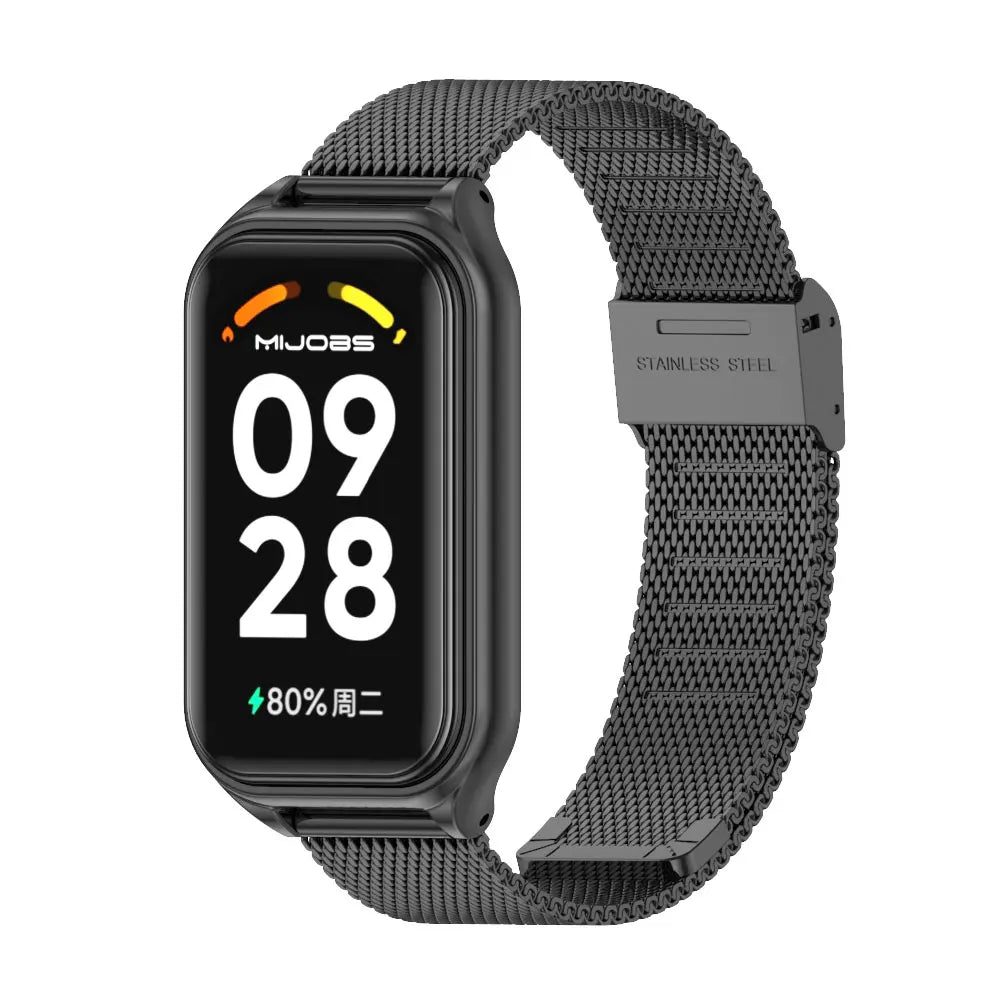 Strap For Xiaomi Mi Band 8 9 Active Bracelet for Xiaomi Smart Band 8 Active Stainless Steel Metal Watchband Mi Band 8 Active