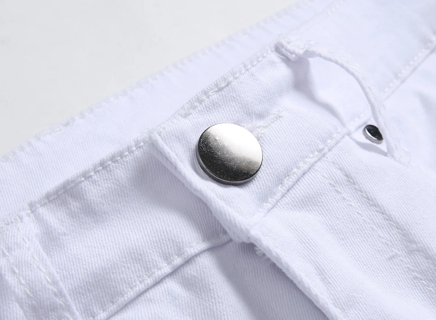 Men Vintage Wash Solid Denim Trouser Mens Casual Slim Fit Pencil Denim Holes Pants 2024