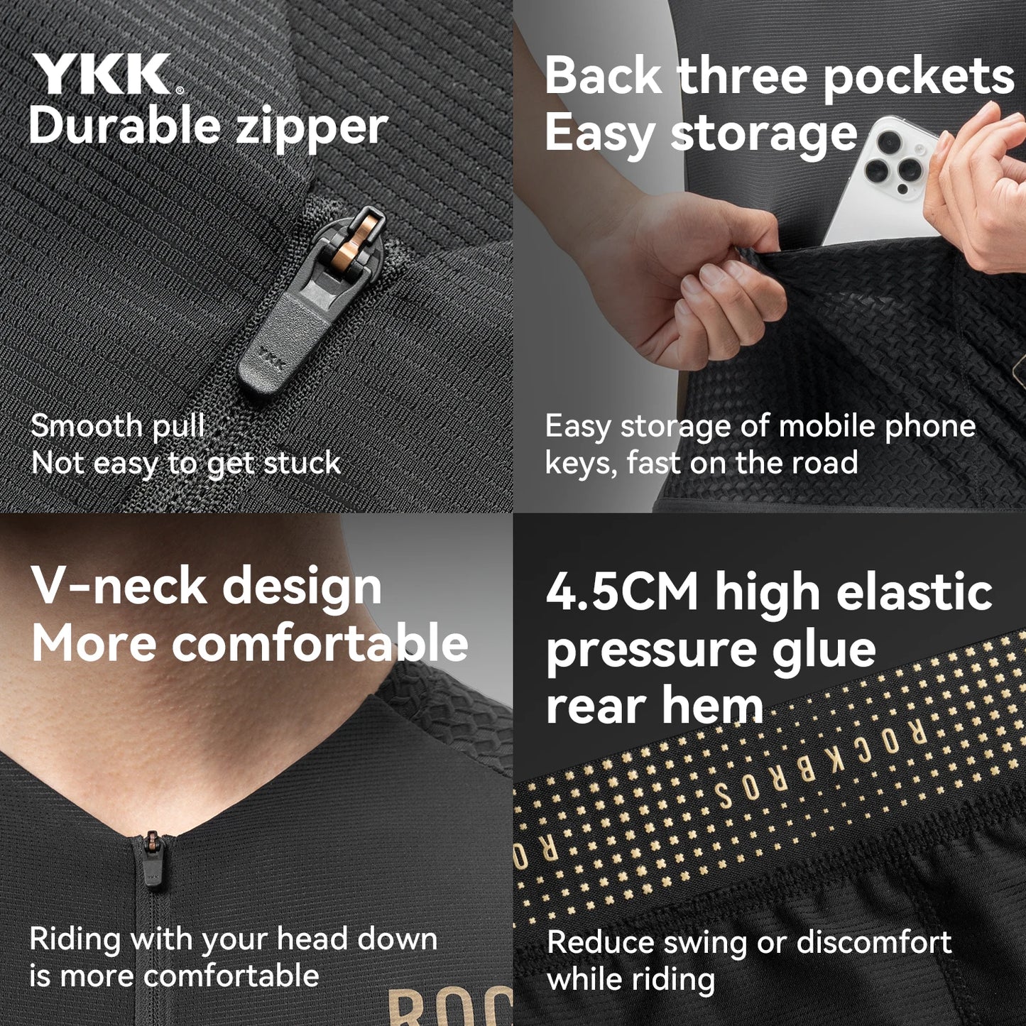 T-shirts Cycling Jersey Short Sleeve Windproof Shirt Bike Sports Shirt Breathable Reflective Summer Shirt with YKK Zipper