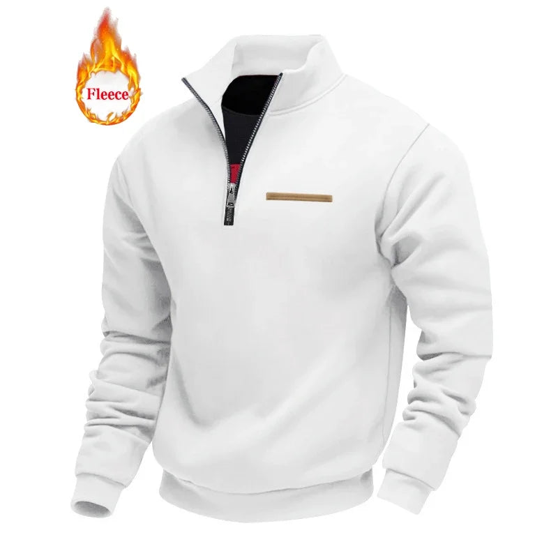American Autumn Winter Heavy Fleece Long-sleeved Men's Sweatshirt Half Zipper Loose Stand-up Collar Pullover Men's Sweatshirt