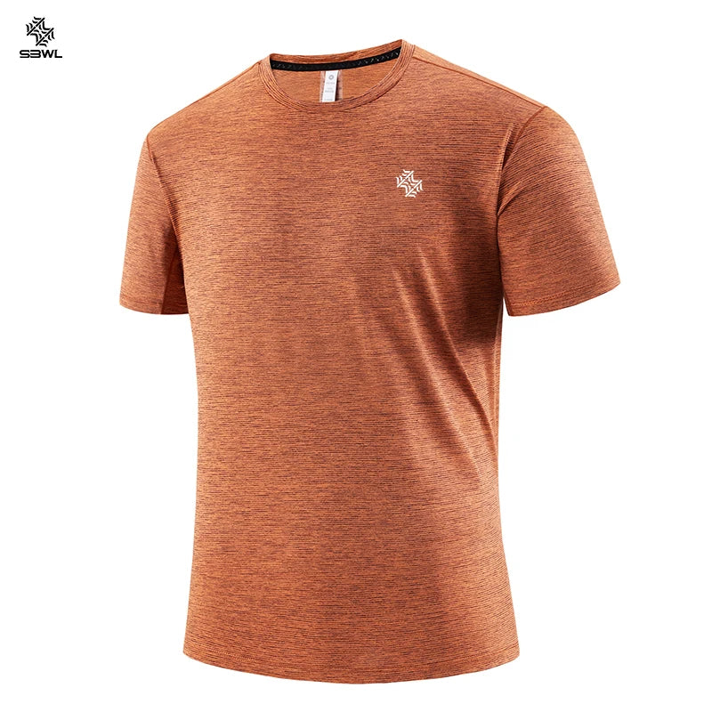 T-shirts Fashion football style men's outdoor running fitness loose short sleeve T-shirt Breathable quick drying casual Gym Tops